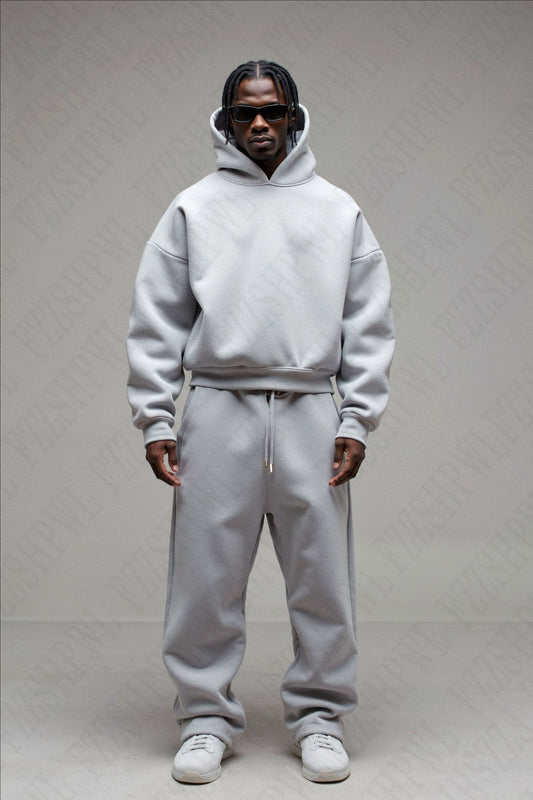 Men’s Streetwear Fleece Pullover Hoodie & Jogger Set