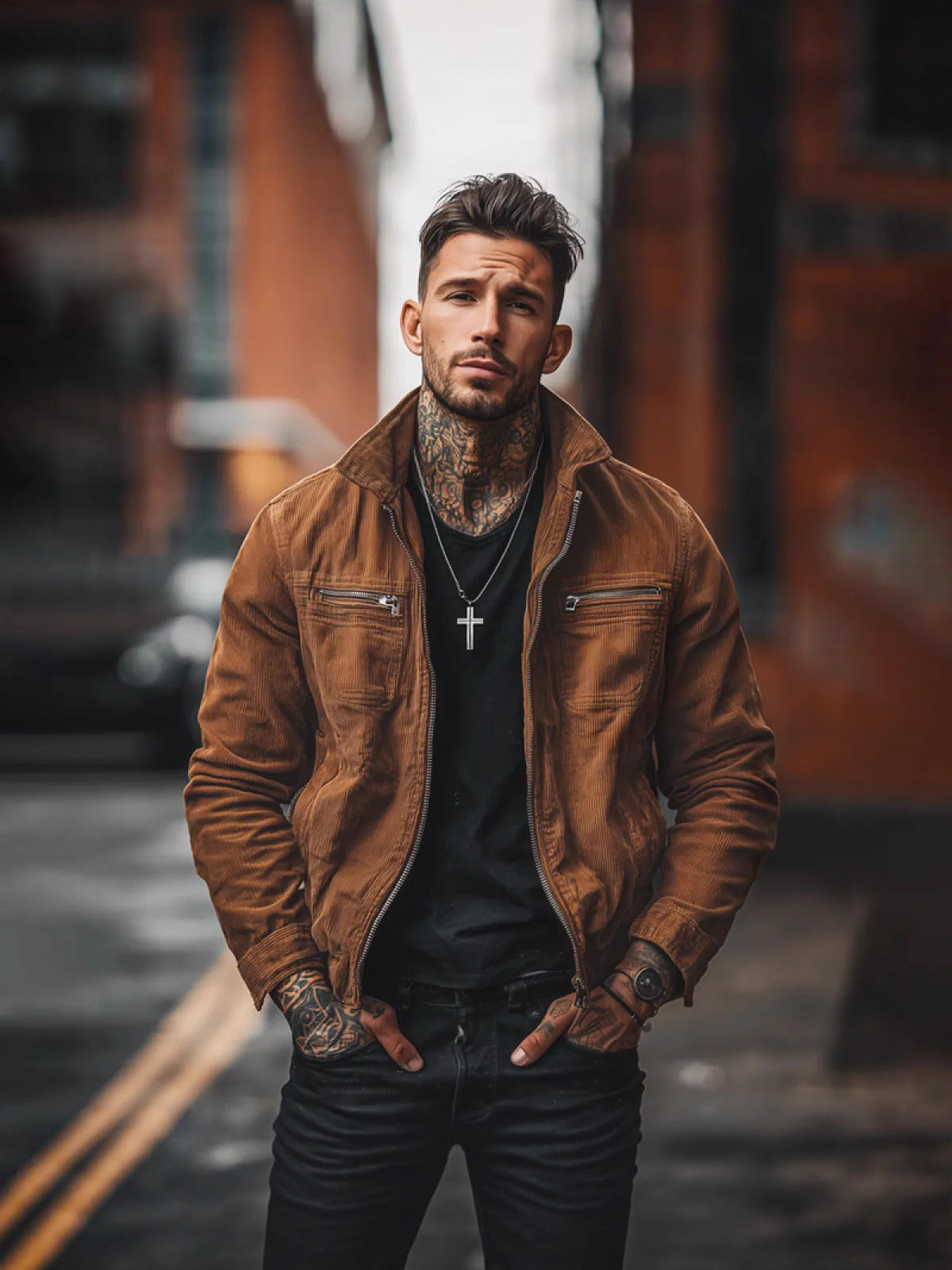 Men's Vintage Casual Cotton Washed Zipper Lapel Jacket