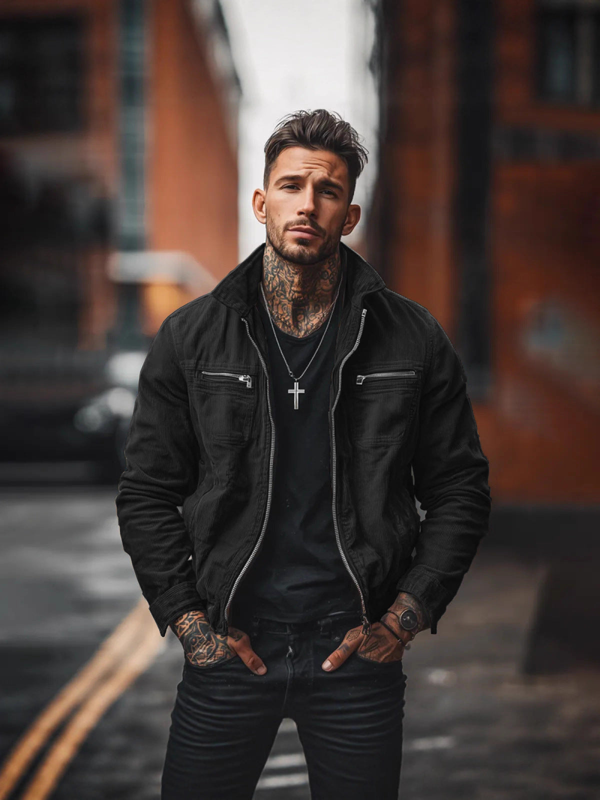 Men's Vintage Casual Cotton Washed Zipper Lapel Jacket