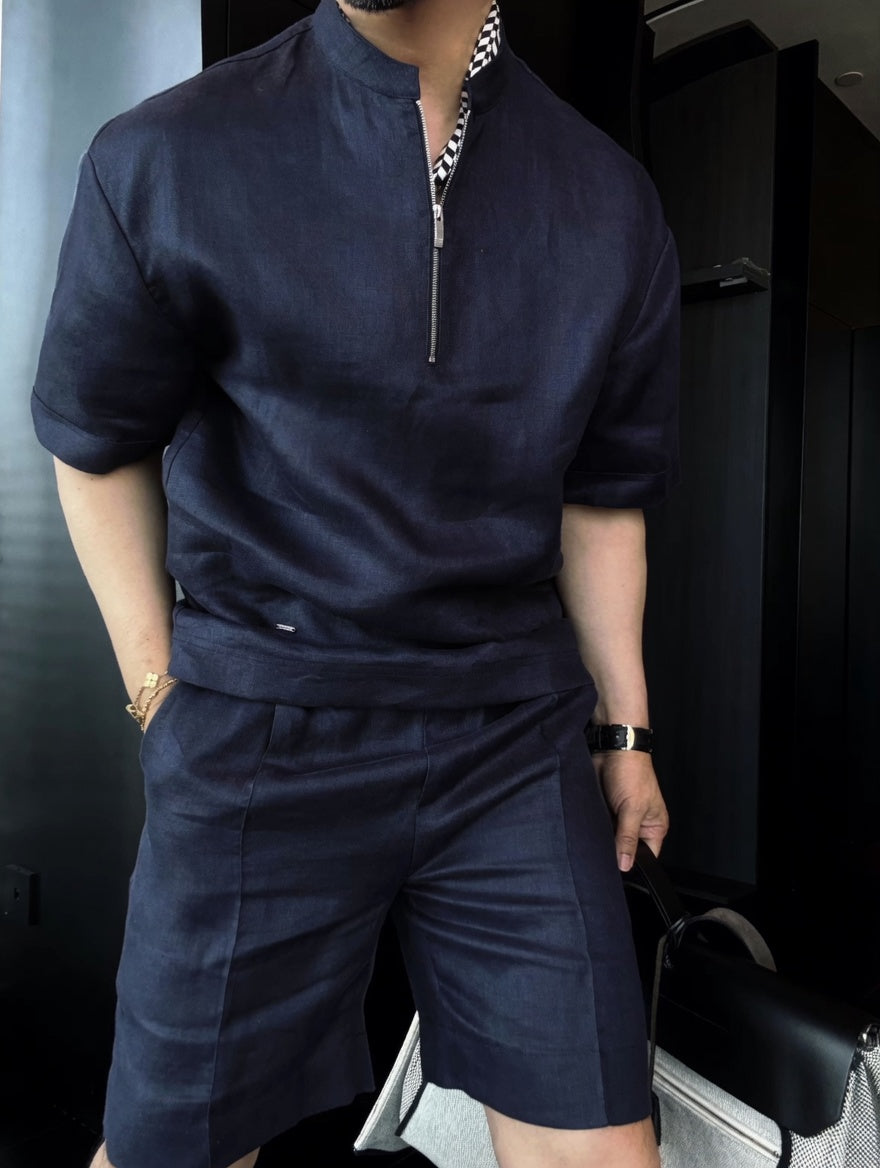 Linen Short Sleeve Shirt & Shorts Set