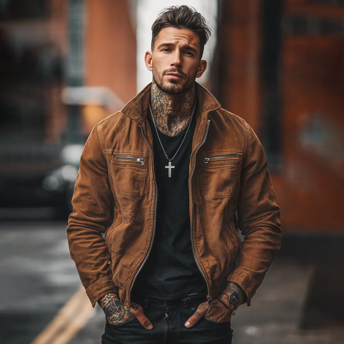Men's Vintage Casual Cotton Washed Zipper Lapel Jacket