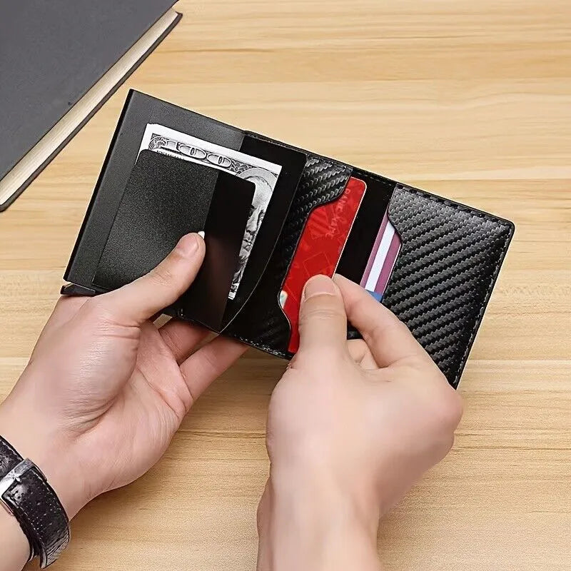 Carbon fiber anti-theft double-layer card holder/wallet (can hold multiple cards)