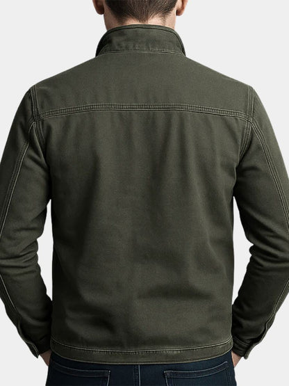 Men's Vintage Casual Cotton Washed Zipper Lapel Jacket