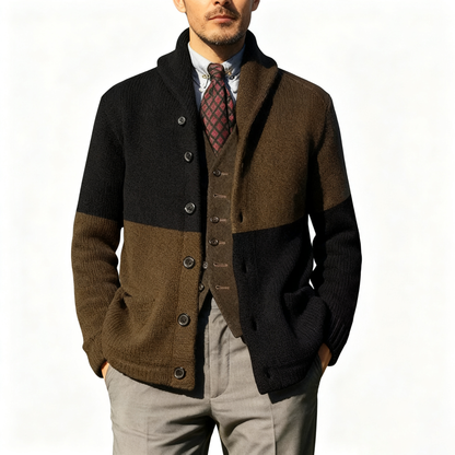 Patchwork Collar Knit Jacket Classic