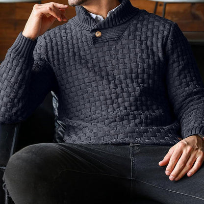 Textured Standup Collar Knit Sweater