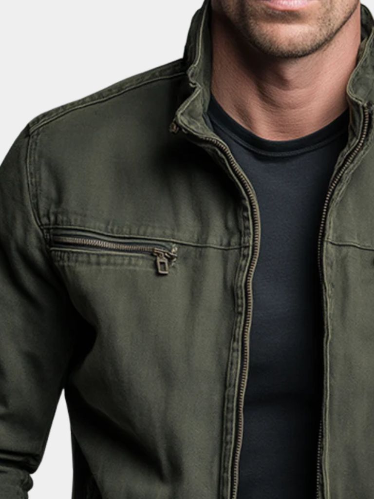 Men's Vintage Casual Cotton Washed Zipper Lapel Jacket