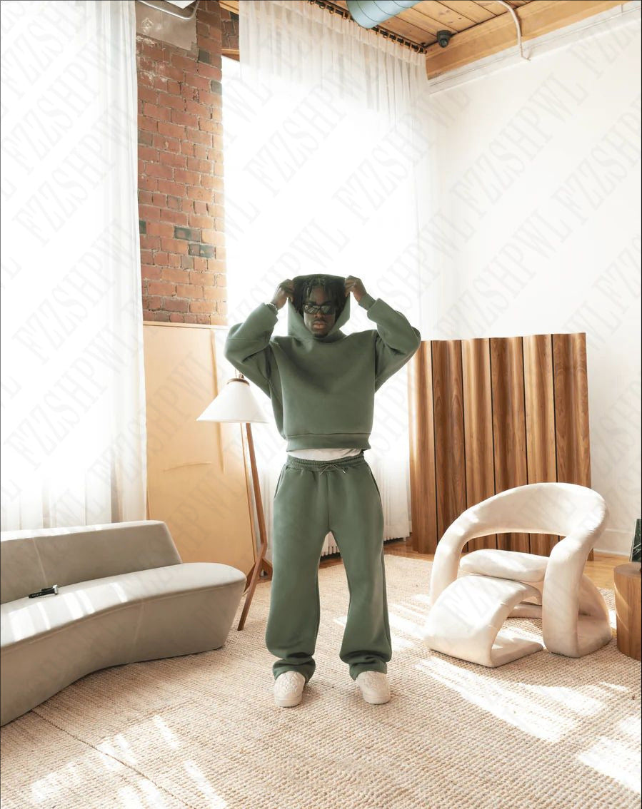 Men’s Streetwear Fleece Pullover Hoodie &amp; Jogger Set
