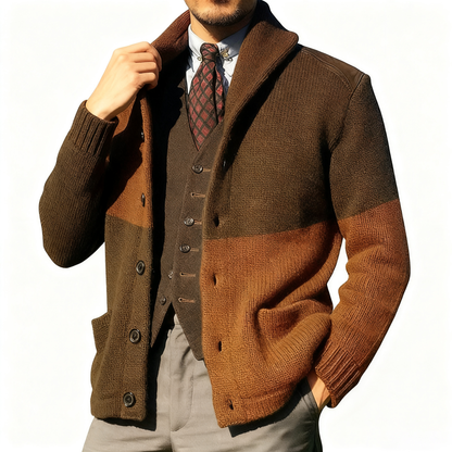 Patchwork Collar Knit Jacket Classic