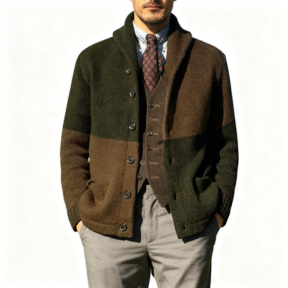 Patchwork Collar Knit Jacket Classic